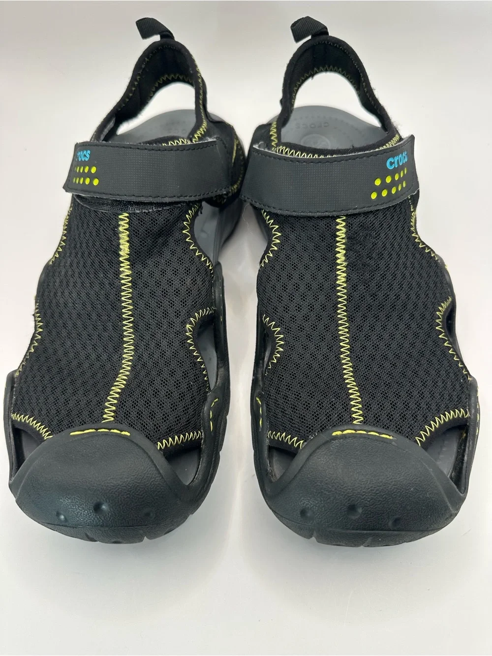 Crocs Swiftwater Black Mesh Fisherman Deck Sandals Men's size 10 Strap